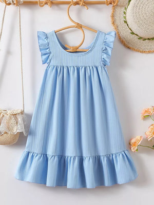 Children's Embroidered Ruffled Hem Dress, fabric detail