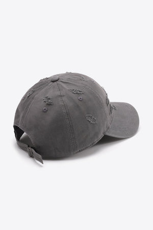 Mid Gray distressed baseball cap with adjustable strap