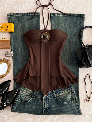 Embellished Front Halter Neck Cami, fit detail