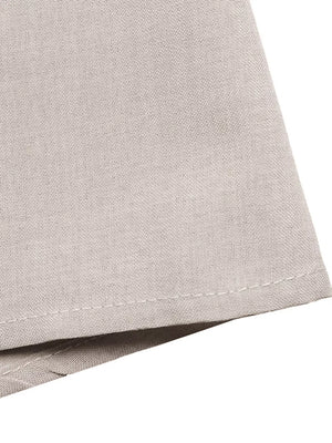 Midi dress in beige linen blend with adjustable ties and button-down detail.