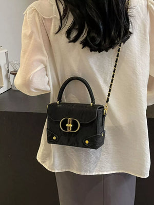Top Handle Crossbody Bag in Black, side view
