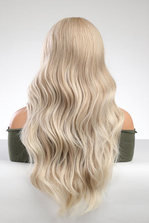 Blonde lace front wig with loose beachy waves and a comfortable cap.