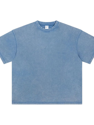 Vintage wash boxy t-shirt in light blue with crew neck and short sleeves.