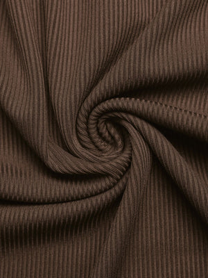 Brown ribbed knit fabric detail