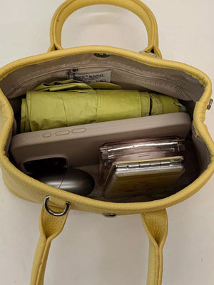 Top Handle Crossbody Bag in Brown, fabric detail