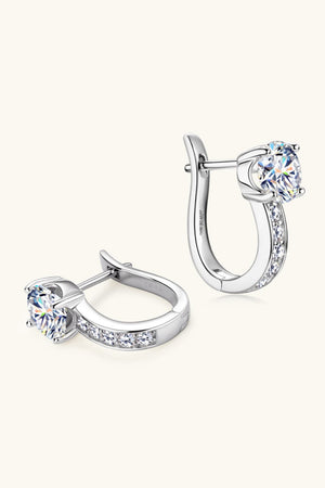 Silver pavé and solitaire hoop earrings with clear stones