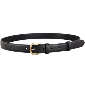 Black cowhide leather belt with antique brass buckle