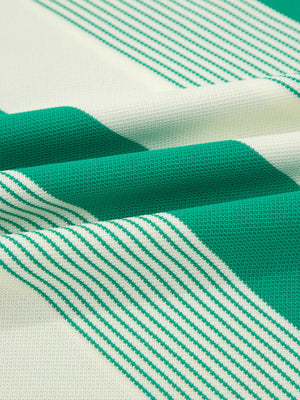 Green and white striped t-shirt with cap sleeves and crew neck