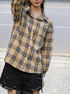 Plaid Button Up Long Sleeve Shirt, side view