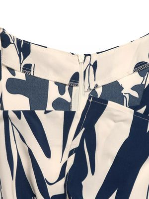 Botanical print maxi dress with square neck and zipper detail