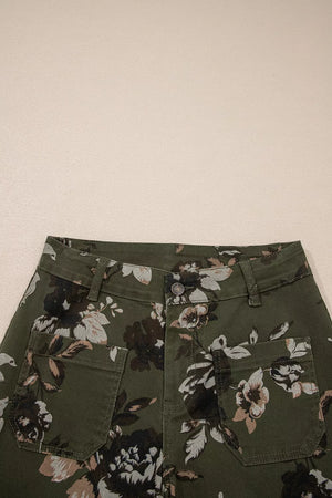 Vintage Floral Print High Waist Wide Leg Jeans, view 12