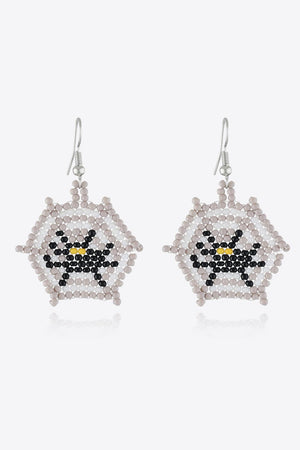 Beaded spiderweb earrings with black spider detail, available in Spider color.