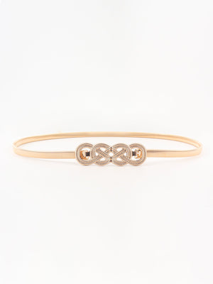 Gold metal elastic belt with intertwined knot detail