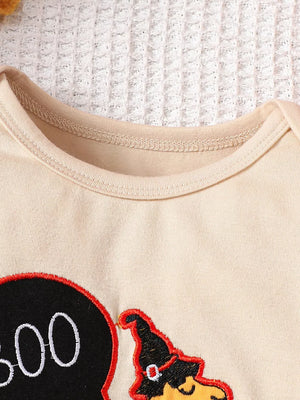 Children's Dinosaur Long Sleeve Bodysuit And Pants Set in Green, fabric detail