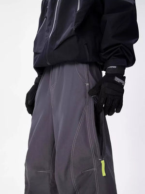Men's gray cargo sweatpants with contrast stitching and zippered pockets.