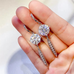 Silver moissanite orb & pavé dangle earrings in sterling silver