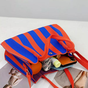 Striped Adjustable Strap Crossbody Bag, close-up detail