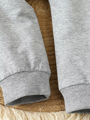 Children's Letter Round Neck Top And Pants Set in Gray, back view