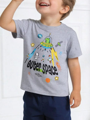 Toddler graphic t-shirt, cotton, short sleeve, with cosmic adventure print