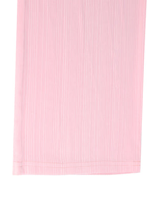 Pink crinkled wide leg pants with drawstring detail