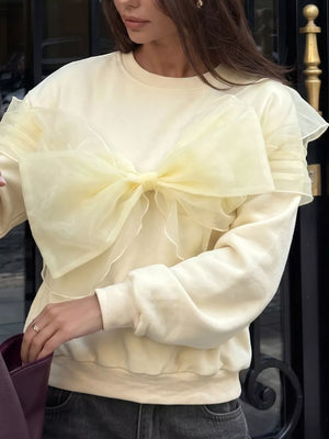 Bow Round Neck Long Sleeve Sweatshirt, back view