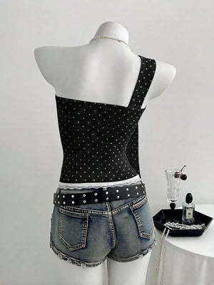 Polka Dot One-shoulder Cami, back view