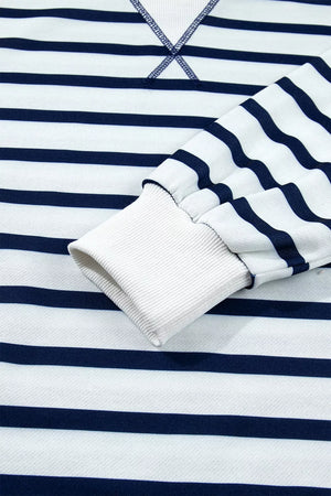 Striped Stand Neck Long Sleeve Sweatshirt in Stripe, alternate angle