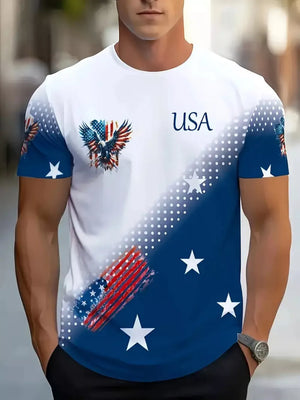 Men's Patriotic Eagle Usa Graphic T-shirt Plus Size, front view