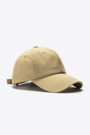 Khaki cotton baseball cap with adjustable strap