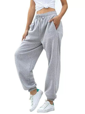 Loose Fit Drawstring Joggers in Pink, side view