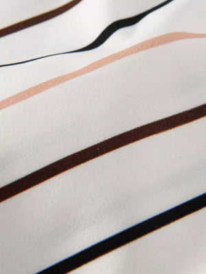 Men's Plus Size Striped Button Up Shirt in Coffee, close-up detail