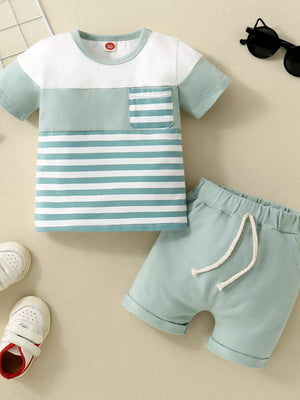 Children's Striped T-shirt And Shorts Set, side view