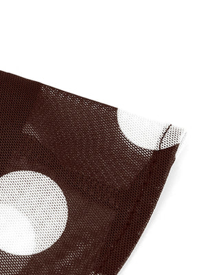Brown mesh polka dot skirt with a-line cut