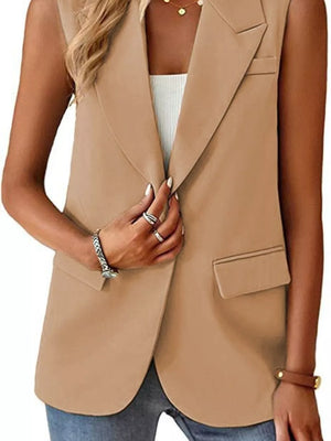 One Button Blazer Vest in Navy, editorial view