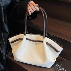 Large Capacity Shoulder Bag in Off White, model styling view