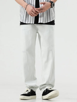 Men S Distressed Relaxed Fit Jeans in White, front view