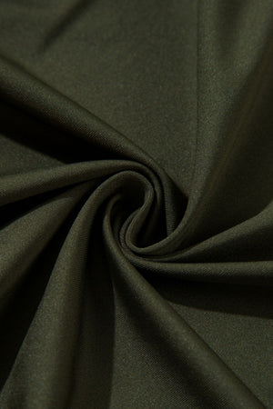 Army green draped bodice wrap bodysuit fabric detail