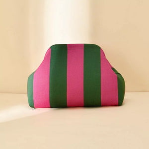 Striped Portable Medium Clutch Bag, side view