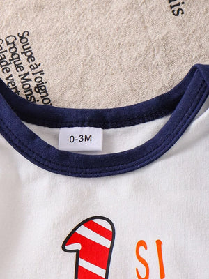 Children's My First Baseball Season Bodysuit Set in Light Brown, fit detail