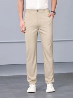 Khaki classic fit sweatpants with elastic waistband and straight leg