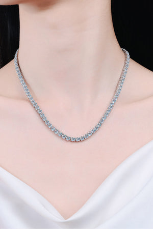 Diamond tennis necklace in silver 925 sterling silver with clear stones