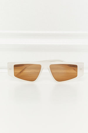 Angular acetate rectangle sunglasses in caramel with brown lenses
