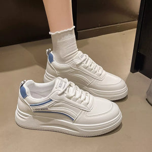 Classic Lace-up Platform Sneakers in Blue, back view