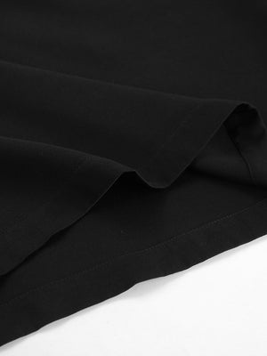 Black asymmetrical mini dress fabric detail