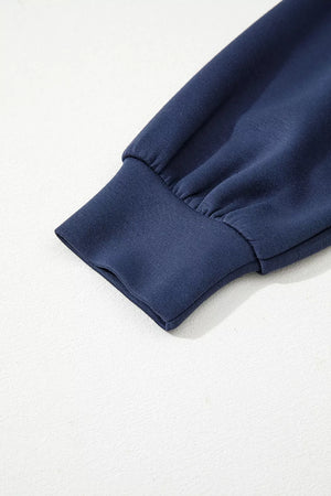 Color Block V Neck Drawstring Hoodie in Gray, product detail