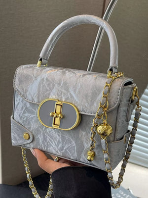 Top Handle Crossbody Bag in Black, fabric detail