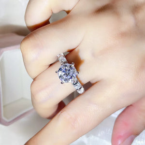 1 Carat Solitaire Moissanite Ring In Sterling Silver, side view