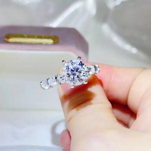 1 Carat Solitaire Moissanite Ring In Sterling Silver, front view
