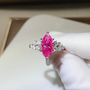 1 Carat Sterling Silver Moissanite Cluster Ring, close-up detail