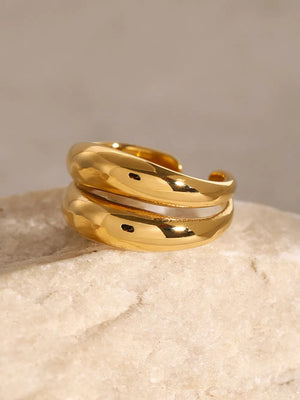 Gold double band open ring with a smooth, polished finish.